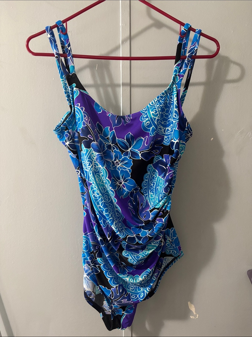 Speedo Blue, Purple & Black Floral One-Piece Swimsuit
